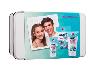 Dermacol AcneClear pleťový gel-krém AcneClear Moisturising Gel-Cream 50 ml + čisticí gel AcneClear Antibacterial Face Wash Gel 150 ml + pleťová maska AcneClear Mask 2 x 8 ml + plechová dóza