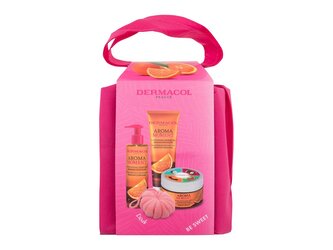 Dermacol Aroma Moment sprchový gel Belgian Chocolate 250 ml + tekuté mýdlo Belgian Chocolate 250 ml + tělový peeling Belgian Chocolate 200 g + mycí houba + taška
