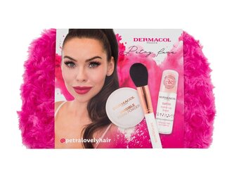 Dermacol Petra Lovely Hair podkladová báze pod make-up Satin 30 ml + fixační transparentní pudr Invisible 13 g + kosmetický štětec + kosmetická taštička