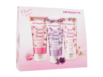 Dermacol Flower Power sprchový krém Magnolia Flower 200 ml + sprchový krém Lilac Flower 200 ml + sprchový krém Rose Flower 200 ml