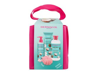 Dermacol Aroma Moment sprchový gel Brazilian Coconut 250 ml + pěna do koupele Brazilian Coconut 500 ml + tekuté mýdlo Brazilian Coconut 250 ml + mycí houba + taška