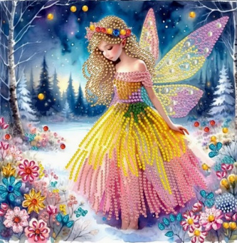Diamantový obrázek na plátně 23 x 30 cm - Zimní víla