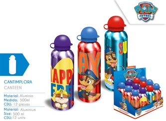 Bidon aluminiowy 500 ml, 3 wzory Psi Patrol