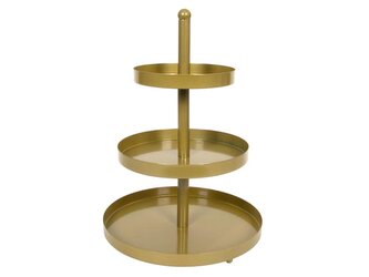 ETAŽÉR KOVOVÝ NA CUKROVÍ 3 PATRA, ZLATÁ