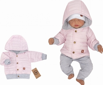 Z&Z Přechodová prošívaná bundička s kapucí - růžová, vel. 80; 80 (9-12m)