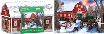 EUROGRAPHICS Puzzle v plechové krabičce Vánoce na farmě 550 dílků