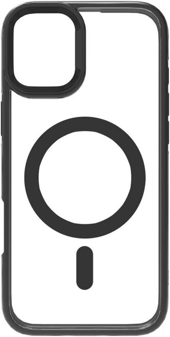 eSTUFF INFINITE Helsinki kryt pro iPhone 16 Plus, MagSafe, stojánek, recyklovaný TPU, čirý/černý