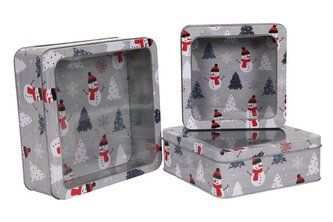 SADA DÓZ NA VÁNOČNÍ CUKROVÍ 3 KS, ŠEDÁ