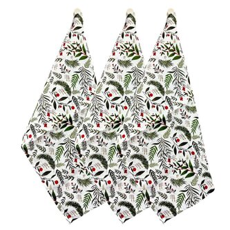 HOME ELEMENTS Sada 3 utěrek 50*70 cm, Červené jmelí