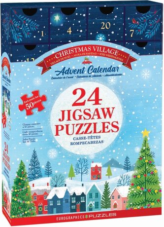 EUROGRAPHICS Puzzle Adventní kalendář: Vánoční vesnice 24x50 dílků
