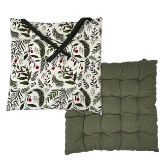 HOME ELEMENTS Podsedák prošívaný 40x40 cm, Červené jmelí