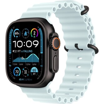 Apple Watch 49/44/45/46mm ledově modré prodloužení oceánského řemínku s černým titanem