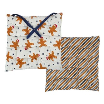 HOME ELEMENTS Podsedák prošívaný 40x40 cm, Perníčky bílé