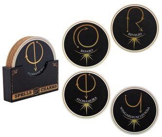 Set 4 kusů tácků pod sklenice Harry Potter: Kouzla (9 x 9 cm)