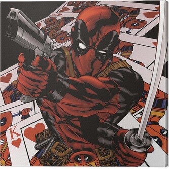 Obraz na plátně Deadpool - Cards, 2 cm - 40×40 cm
