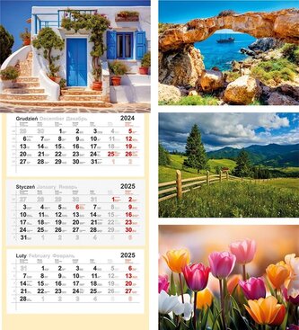 Kalendarz 2025 trójdzielny mix