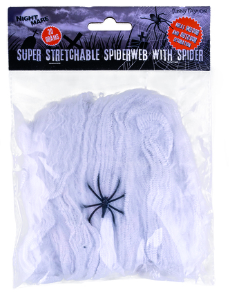 Halloween bílá pavučina 20g s černým pavoukem