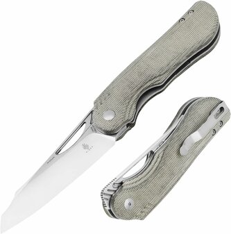 Kizer V3542.2C1 Kobold 2.0 vreckový zatvárací nôž 9,3 cm, zelená, Micarta, Stonewash, spona