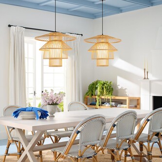 Immax BOHO PINCHOS designové závěsné svítidlo, D50cm, E27,  bambusové dřevo