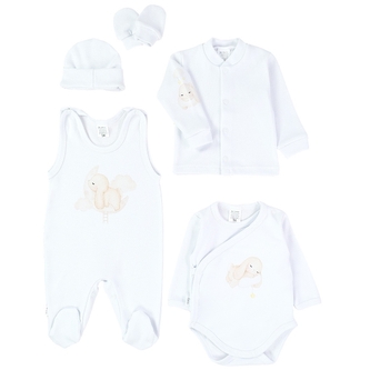 Soupravička do porodnice 5D bavlna, Zajíček, bílá, vel. 62; 62 (2-3m)