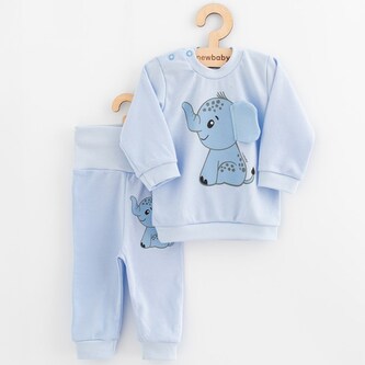Kojenecká souprava tričko a tepláčky New Baby Happy Elephant blue - velikost 74 (6-9m)