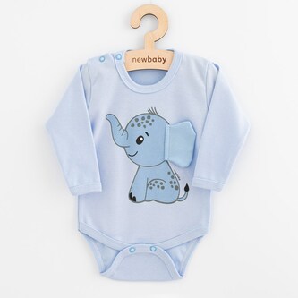 Kojenecké body s dlohým rukávem New Baby Happy Elephant blue - velikost 86 (12-18m)