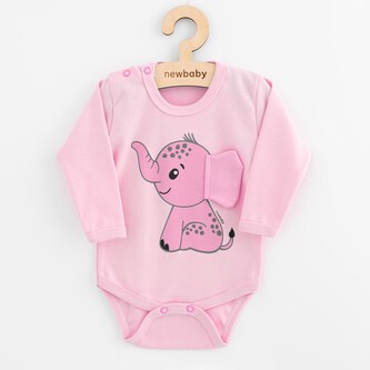 Kojenecké body s dlohým rukávem New Baby Happy Elephant pink - velikost 86 (12-18m)
