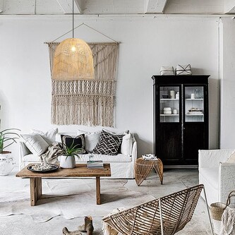 Immax BOHO PELO designové závěsné svítidlo, D50cm. E27, přírodní ratan