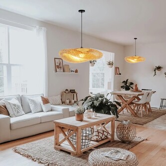 Immax BOHO HILO designové závěsné svítidlo, D80cm. E27, bambus