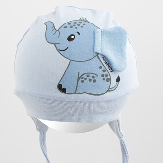 Bavlněná kojenecká čepička New Baby Happy Elephant blue - velikost 68/74
