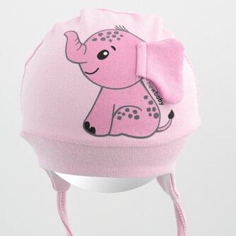 Bavlněná kojenecká čepička New Baby Happy Elephant pink - velikost 80/86