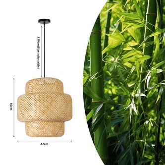 Immax BOHO HILO designové závěsné svítidlo, D50cm. E27, bambus