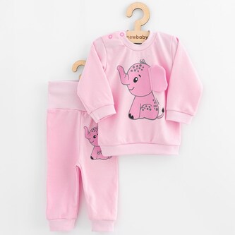 Kojenecká souprava tričko a tepláčky New Baby Happy Elephant pink - velikost 86 (12-18m)