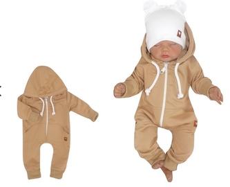 Z&Z Dětský teplákový overálek s kapucí, béžový, vel. 74; 74 (6-9m)