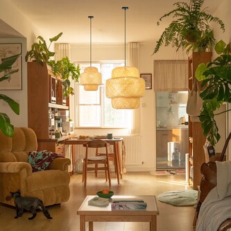 Immax BOHO HILO designové závěsné svítidlo, D38cm. E27. bambus