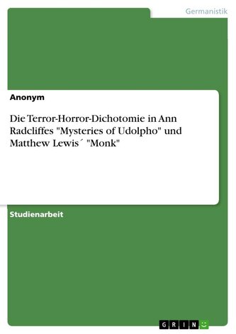 Die Terror-Horror-Dichotomie in Ann Radcliffes "Mysteries of Udolpho" und Matthew Lewis´ "Monk"