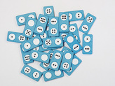 Domino- tm. modrý kámen, bílý puntík na barevném podkladu