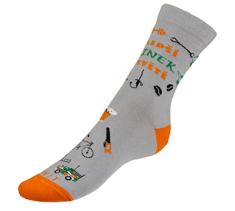Ponožky Tatínek - šedá, oranžová, zelená - 39-42
