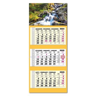 Kalendarz 2025 trójdzielny LUX gł. wypukły Woda