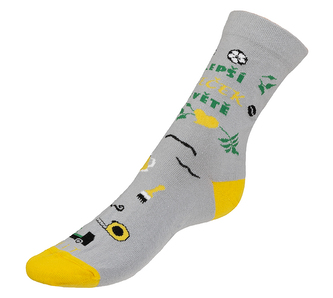 Ponožky Dědeček - šedá, žlutá, zelená - 43-46