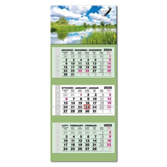 Kalendarz 2025 trójdzielny LUX gł. wypukły Mazury