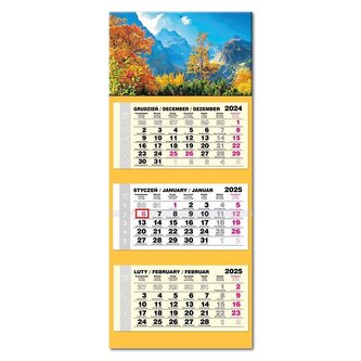 Kalendarz 2025 trójdzielny LUX gł. wypukły Tatry