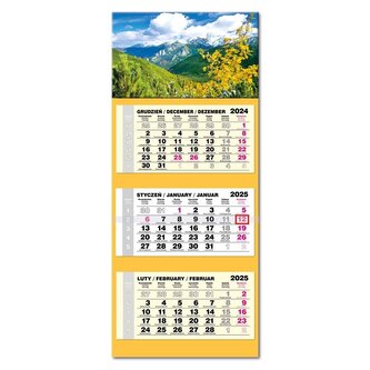 Kalendarz 2025 trójdzielny LUX gł. wypukły Tatry