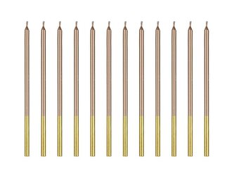 Świeczki urodzinowe różowe złoto 14 cm 12szt