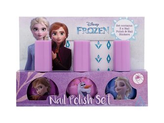 Lip Smacker Disney Frozen lak na nehty 3 x 4 ml + samolepky na nehty