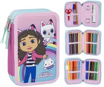 Školní trojdílné pouzdro Gabby's Dollhouse|Gábinin kouzelný domek: Přátelství (13 x 20 x 7 cm)