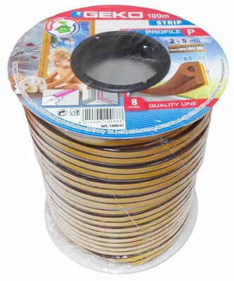 GEKO - Těsnění do oken samolepící EPDM guma E -profil 100m (2x50m) v cívce - hnědé