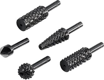 WOLFCRAFT - Rašple a záhlubník dřevo/kov, sada 5ks