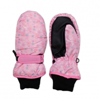 Dětské zimní, nepromokavé palčáky, Vločka, růžové, vel. 104/110, 14 cm; 104/110 (3-5r)