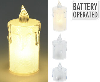 svíčka čajová LED sada 3díl.(pr.3,6cm,v.5, 6.5, 7.9cm) BÍ s bateriem